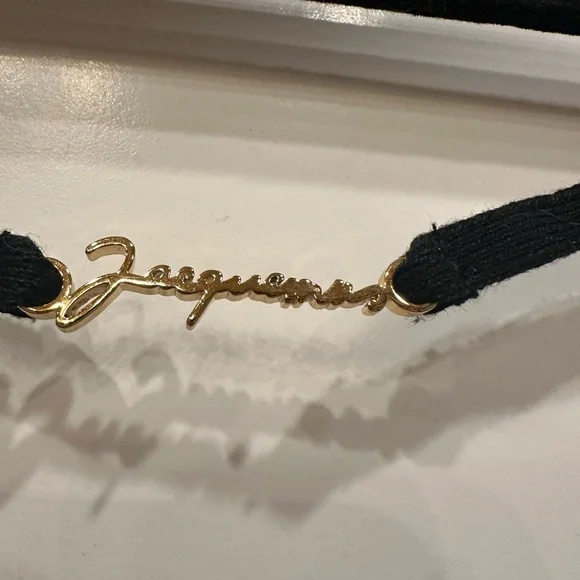 Jacquemus sweater off shoulder ribbed dress top pants logo, black and gold $450 - Picture 6 of 6